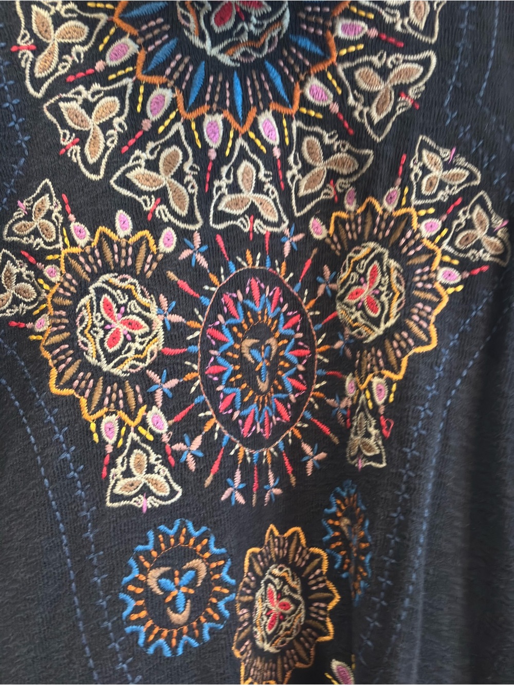 Embroidered Hooded Long Cardigan Robe - black - Picture 5 of 6